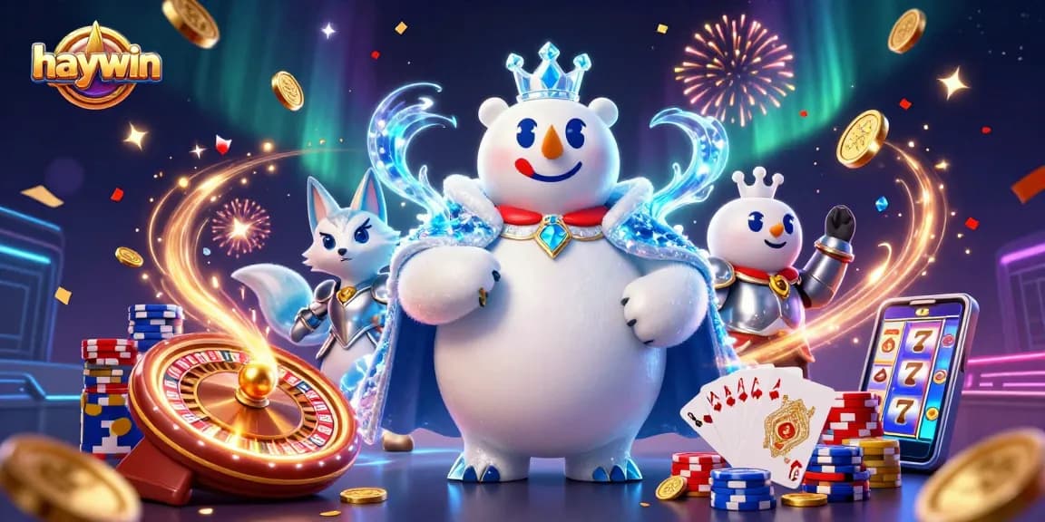 Experience the excitement of Haywin with a dazzling casino scene featuring vibrant characters and dynamic gaming elements.