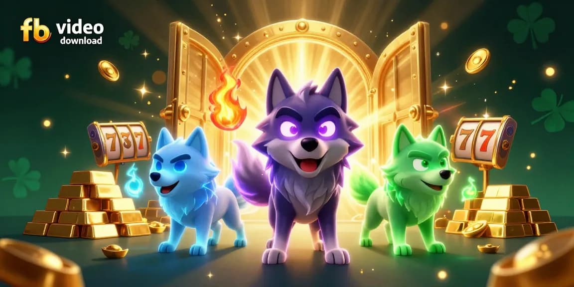 Download high-quality videos easily with fb video download in a vibrant casino-themed illustration.