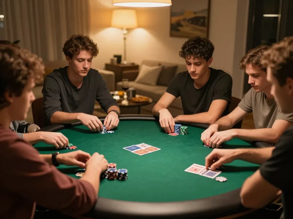 Engage in intense poker gameplay with friends while using https strategies to win.