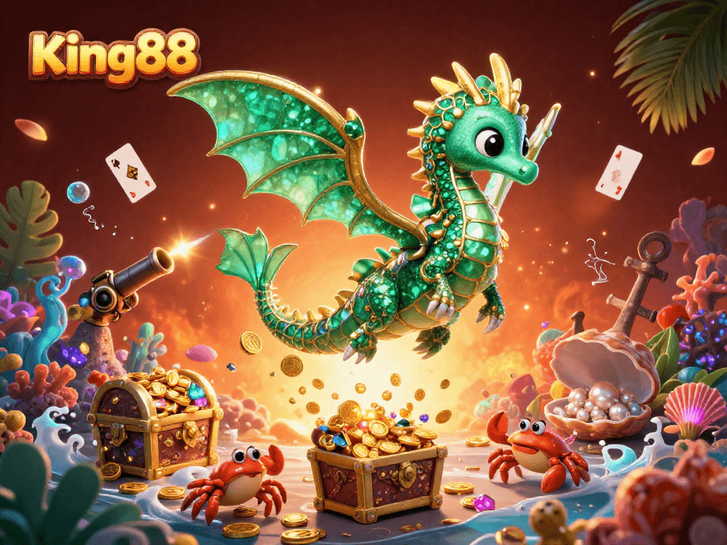 Experience King88's captivating underwater realm filled with shimmering treasures and thrilling games.