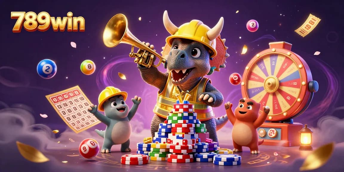 Play thrilling games at 789win with excitement from colorful lottery balls and casino elements.