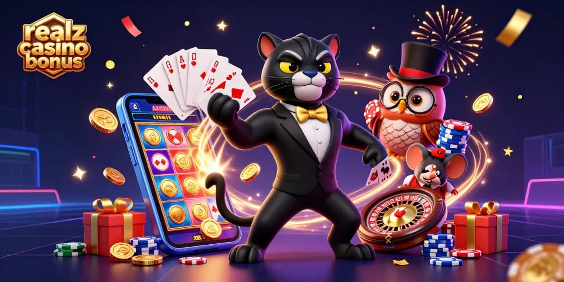Spiele den realz casino bonus und gewinne mit dem eleganten Panther und seinen Freunden!