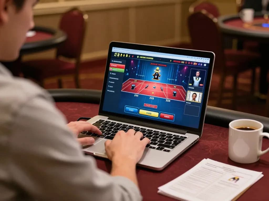 Player enjoying online gambling at 678vip with live dealer game interface and strategic notes