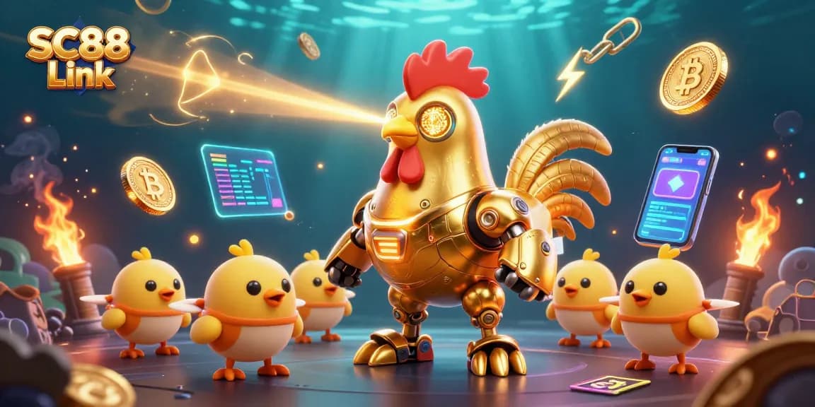 Players engage with SC88 Link in a vibrant, dynamic casino-themed digital illustration.