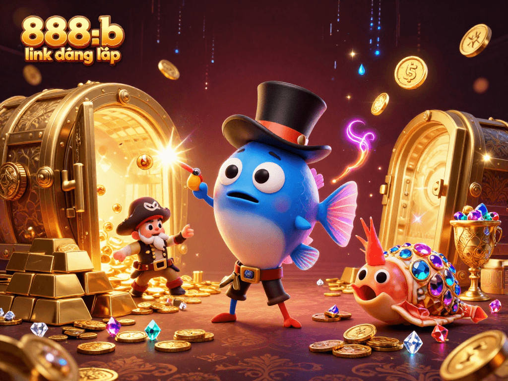 Engage in thrilling wins with the 888b link đăng nhập in this vibrant casino scene illustration.