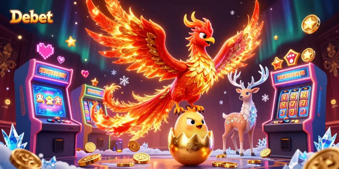 Engage with Debet's captivating world of thrilling jackpots and slot adventures in a vibrant casino setting.