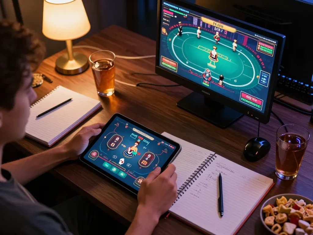 Play thrilling games at nhà cái go8 using a tablet with vibrant interface and cozy atmosphere
