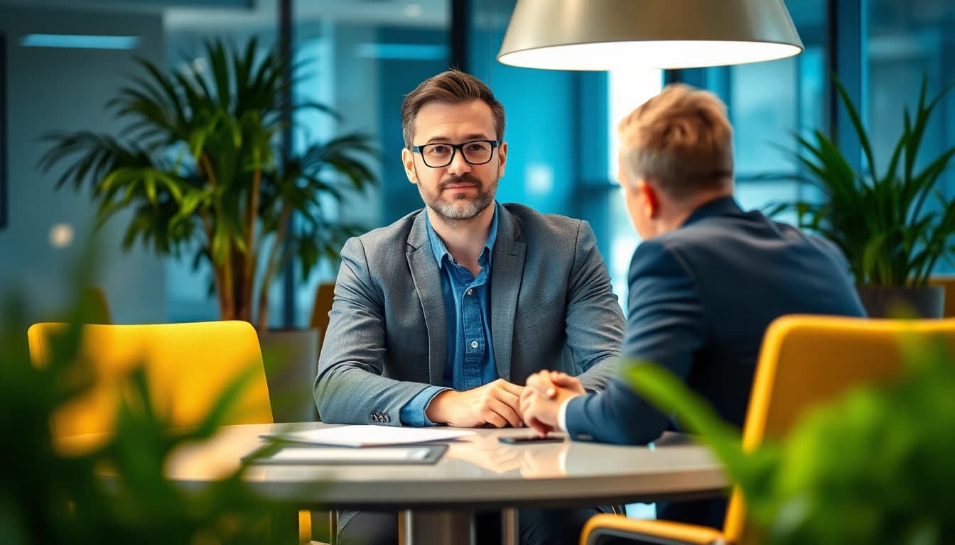 Headhunter Mühlheim: Professioneller Headhunter im Gespräch mit einem Klienten.