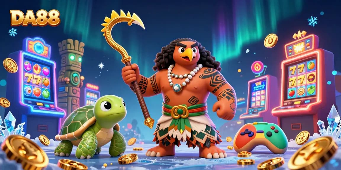 Engage with DA88 slot games featuring vibrant characters, dynamic elements, and fun casino symbols