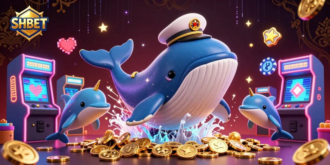 Experience SHBET's vibrant gaming world with captivating characters and dynamic casino elements in this illustration.