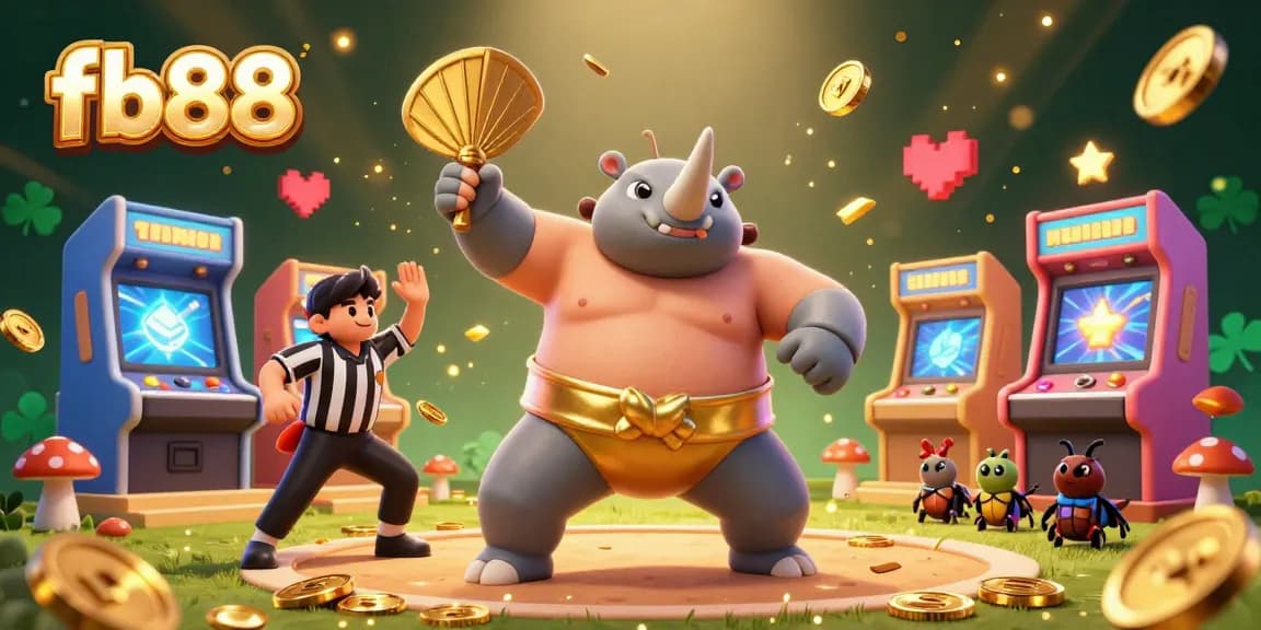 Experience thrilling gameplay at fb88 with a vibrant 3D casino atmosphere filled with sports and arcade elements.