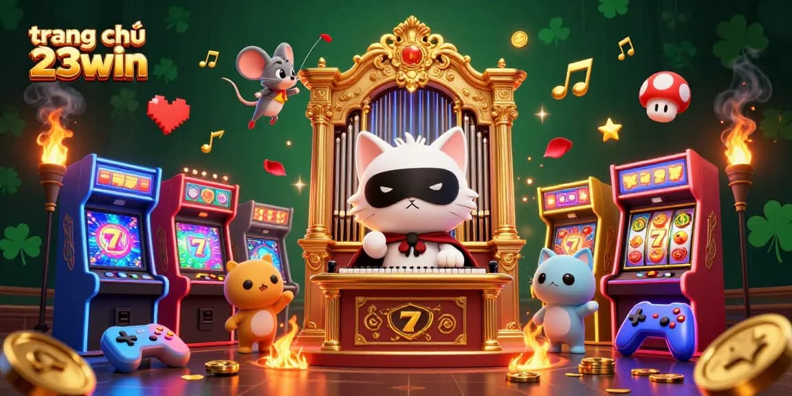 Engage in thrilling slots action at trang chủ 23win with a vibrant casino scene featuring dynamic characters.
