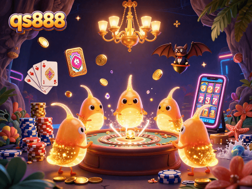 Experience the vibrant qs888 cave casino with glowing elements and dynamic gameplay features.