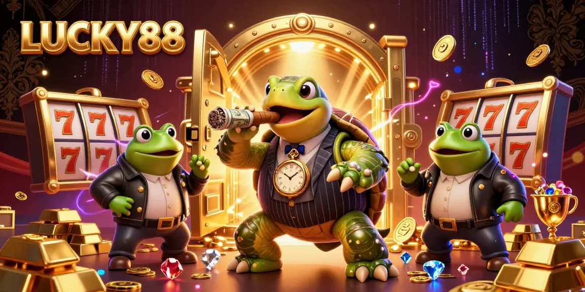 Experience thrilling gameplay with LUCKY88 slot machines featuring vibrant characters and dynamic casino elements.