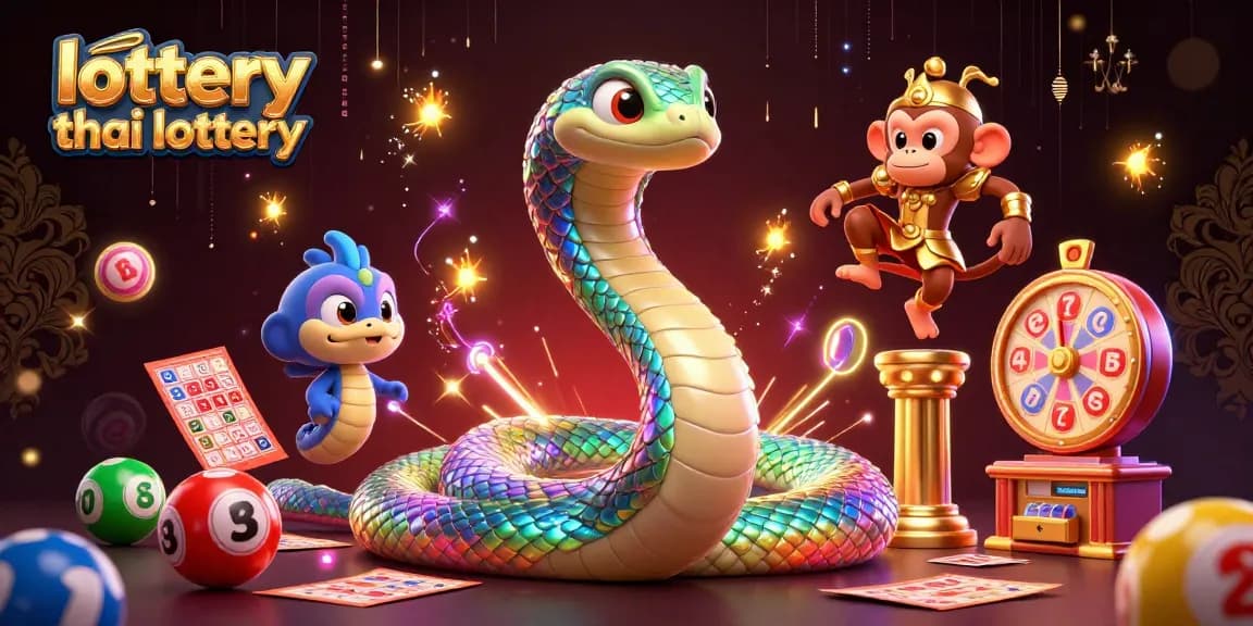 Engage with the lottery thai lottery through vibrant 3D illustration featuring dynamic characters and winning elements.
