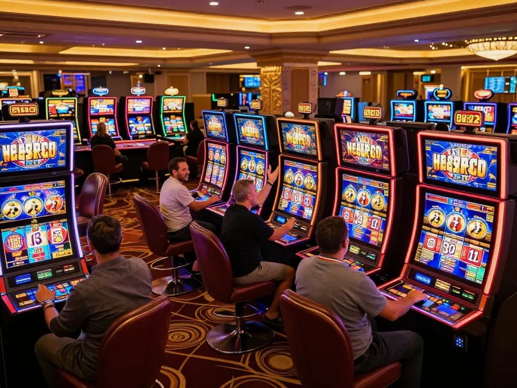 gg88 players enjoying interactive slot machines under vibrant casino lights