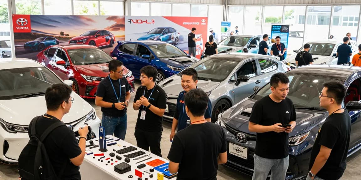 Toyota-Enthusiasten versammeln sich bei einer Forum-Veranstaltung, präsentieren verschiedene Toyota Verso Modelle und teilen Leistungstipps.