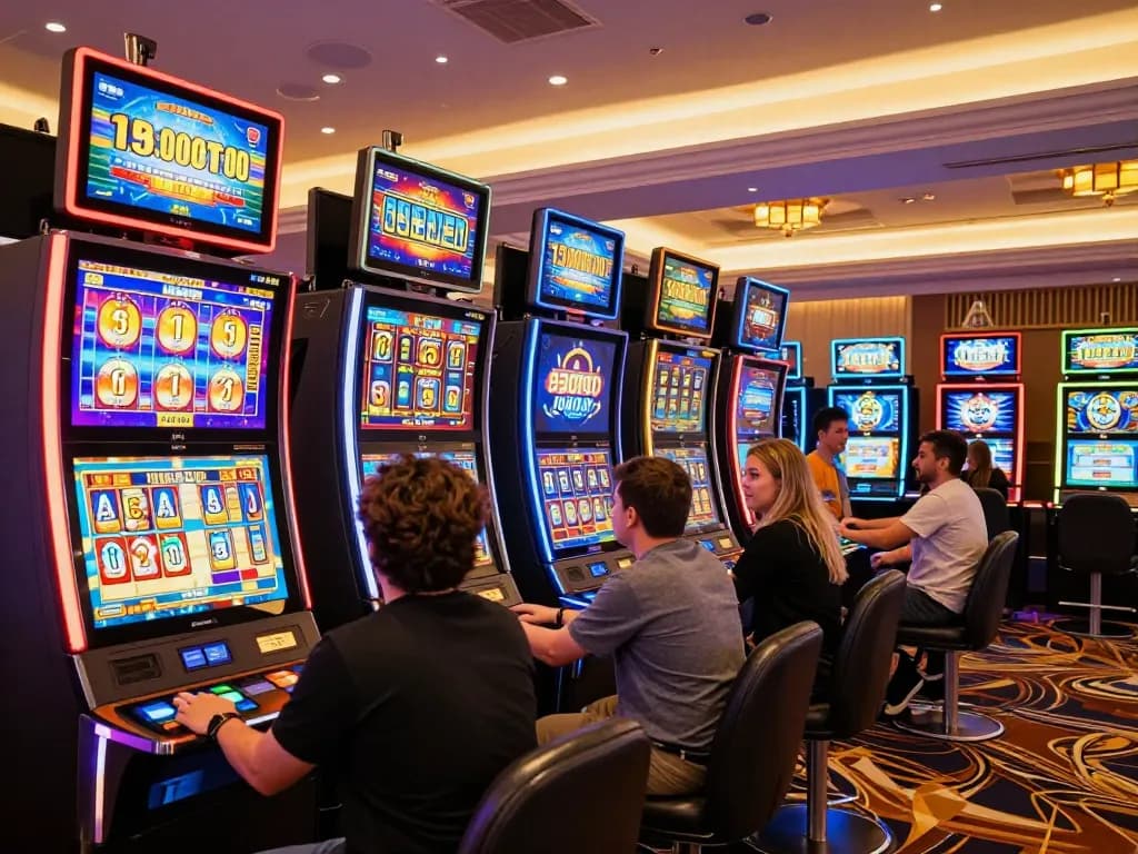Players winning big at 33Win luxury slot machines in a vibrant online casino setting.