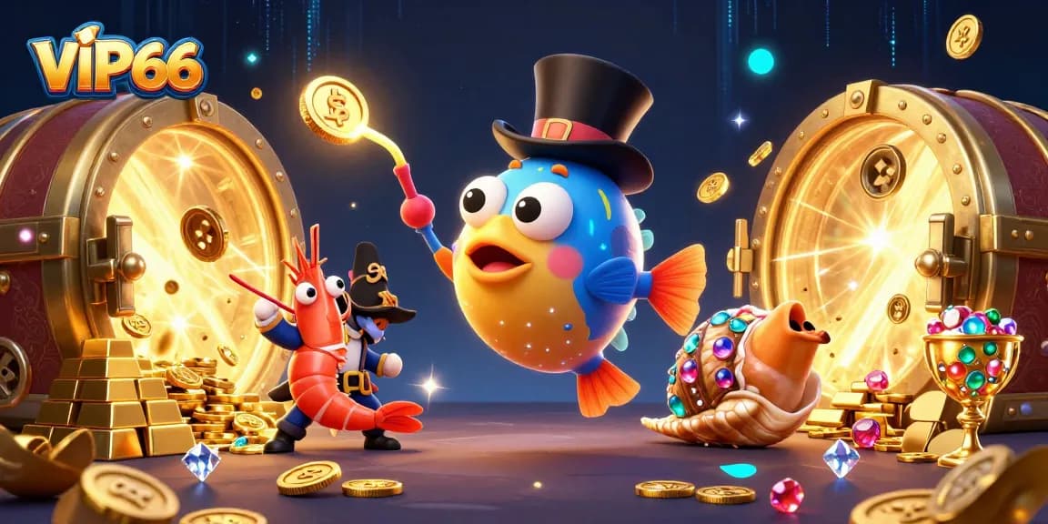 Engage with VIP66's thrilling casino adventure featuring vibrant characters and golden treasures.