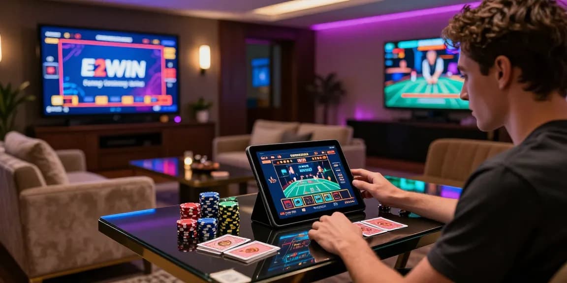 Nền tảng E2WIN với giao diện trực tuyến hấp dẫn và không gian chơi game sang trọng