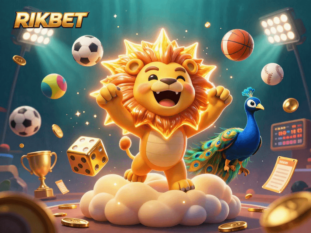 Engage with RIKBET in this vibrant 3D illustration showcasing thrilling sports betting action.