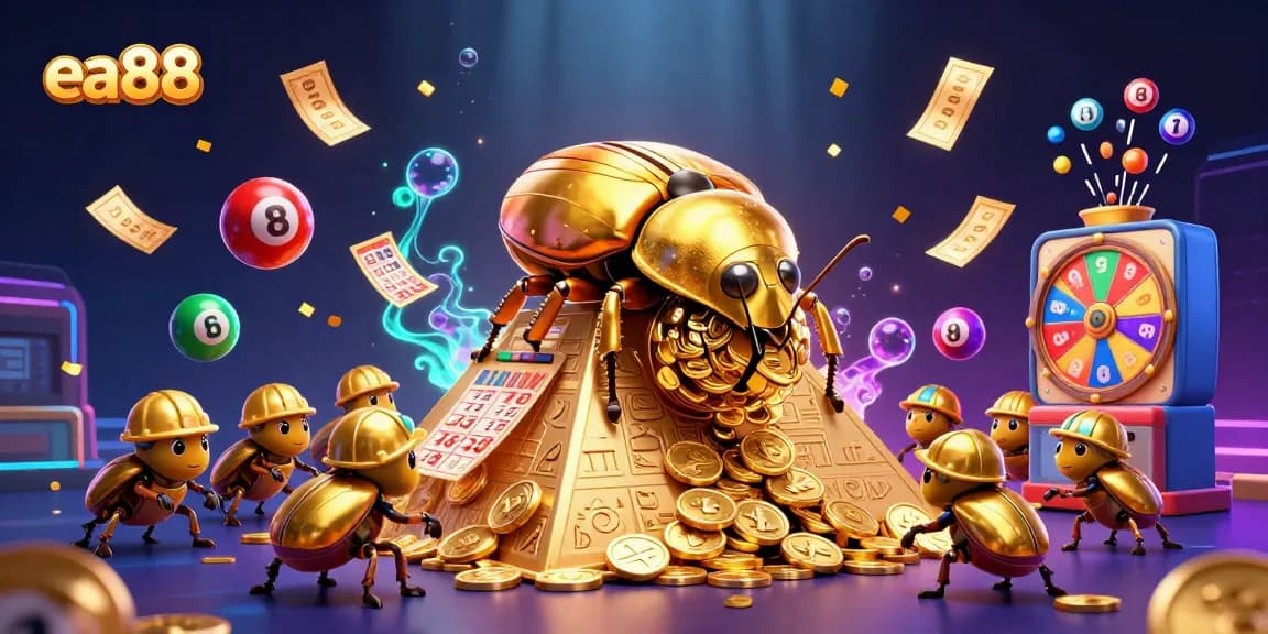 Engage with the golden dung beetle in the ea88 casino world where luck rolls in golden coins.