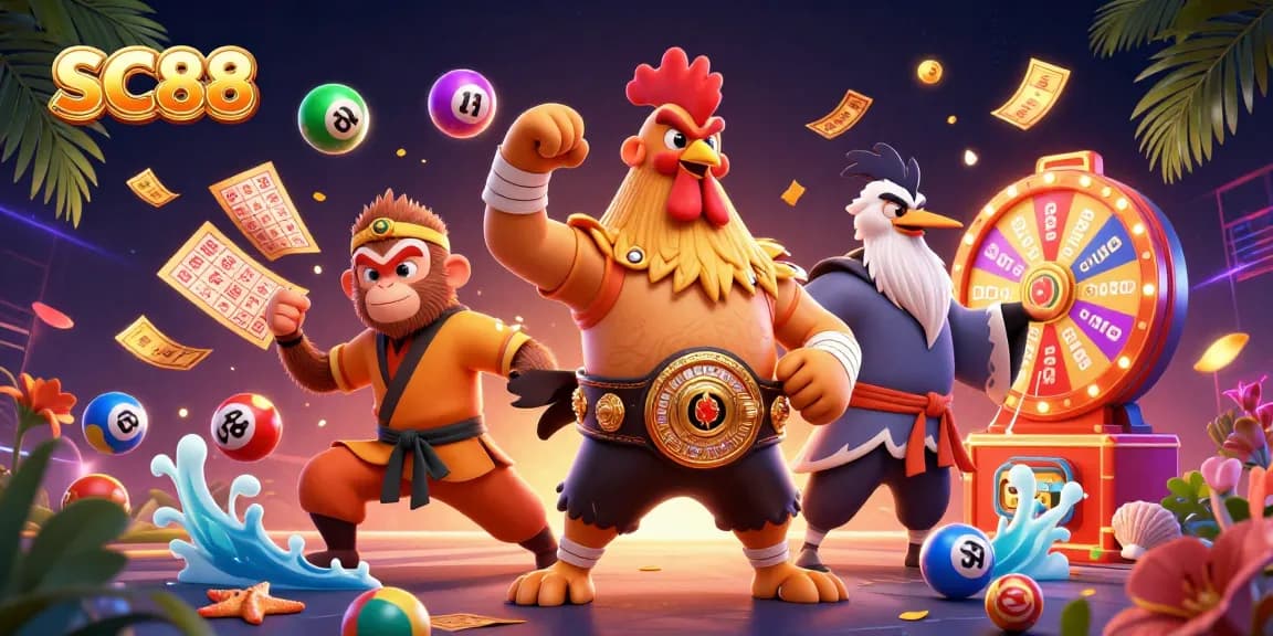 SC88 delivers thrilling gameplay with vibrant characters and exciting lottery elements, showcasing a carnival of fun.