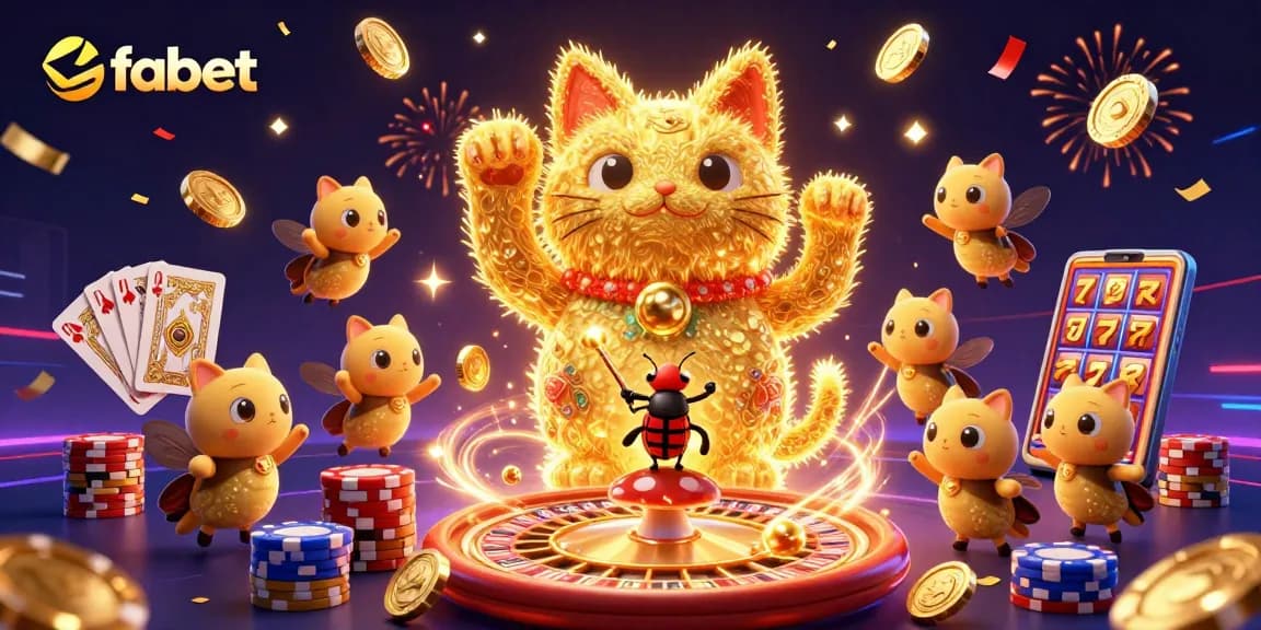 Experience fabet magic with a whimsical lucky cat and dynamic casino symbols