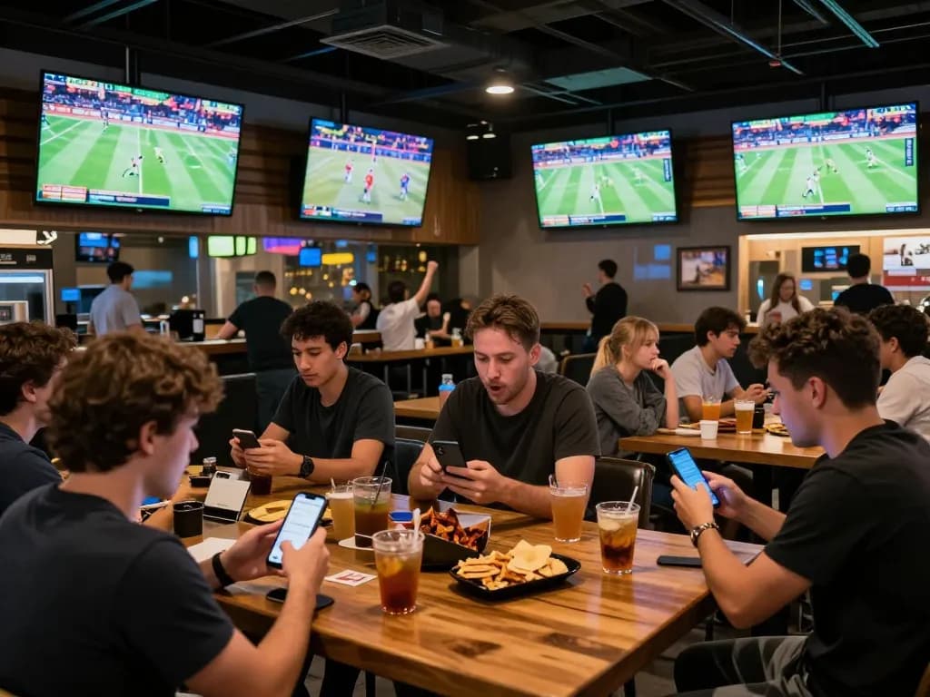 Witness thrilling sports betting experiences at uu88 with friends in a lively sports bar atmosphere.