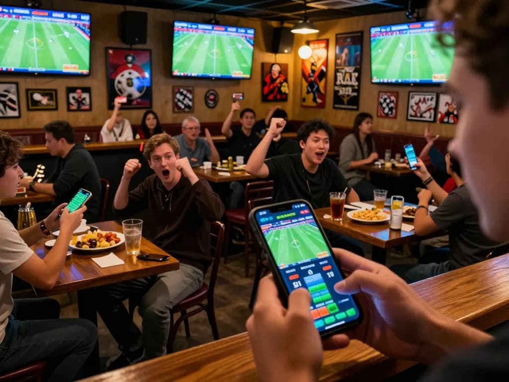 Place your kèo bóng đá trực tuyến bets during thrilling live matches in a vibrant sports bar atmosphere