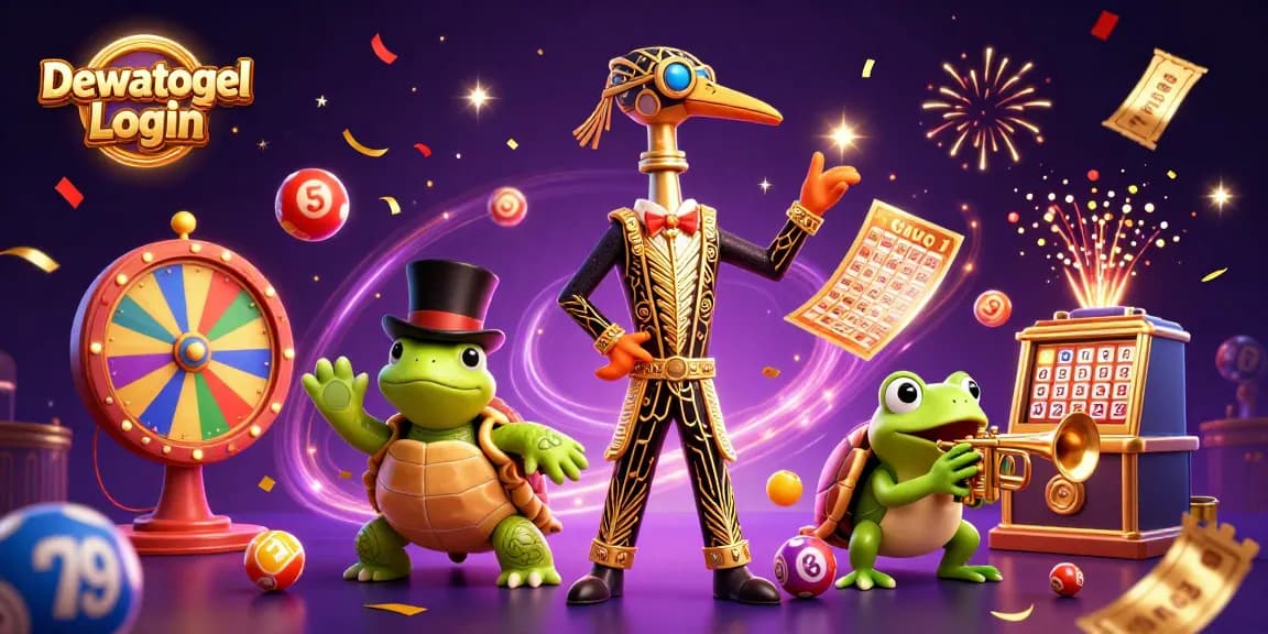 Dewatogel Login offers exciting action in a colorful lottery scene with vibrant characters and dynamic game elements
