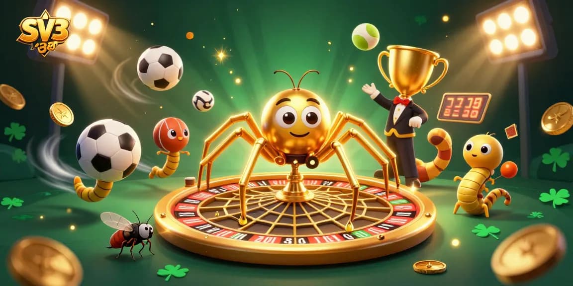 Betting action at SV388 with a golden spider and centipede croupier in a dynamic gambling scene.