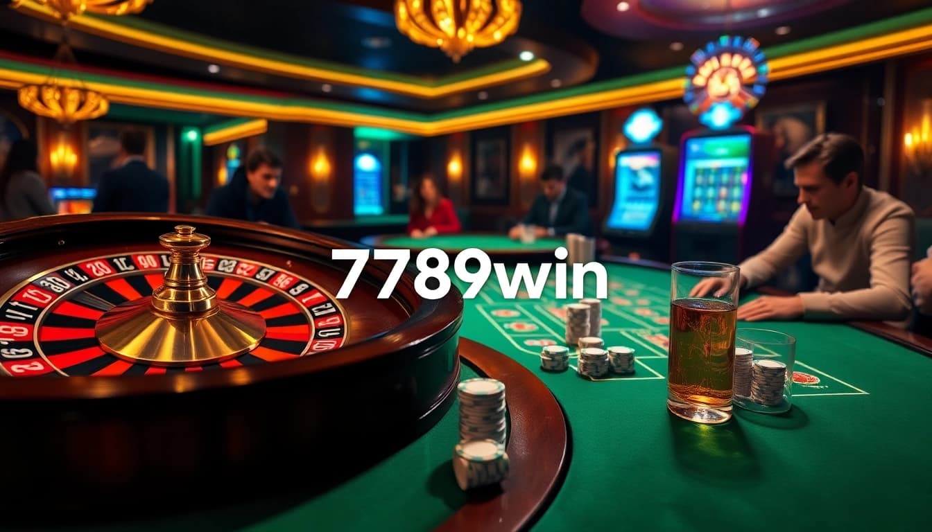 Experience the excitement of 789win at a luxury casino table with vibrant games and lively players.