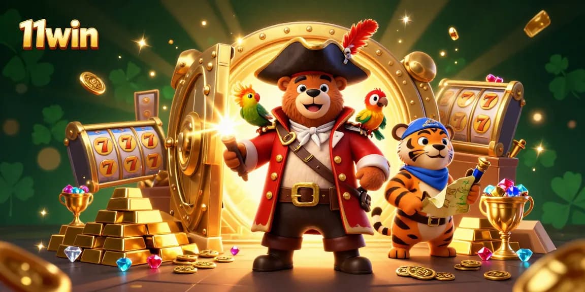 Bet on 11win with exciting treasure-themed gameplay featuring pirate bear and dynamic riches.