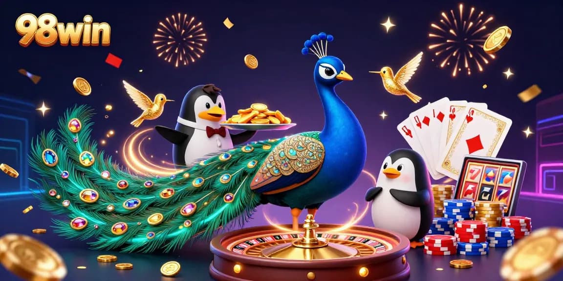 Engage with thrilling games at 98win featuring vibrant casino elements and ornate characters.