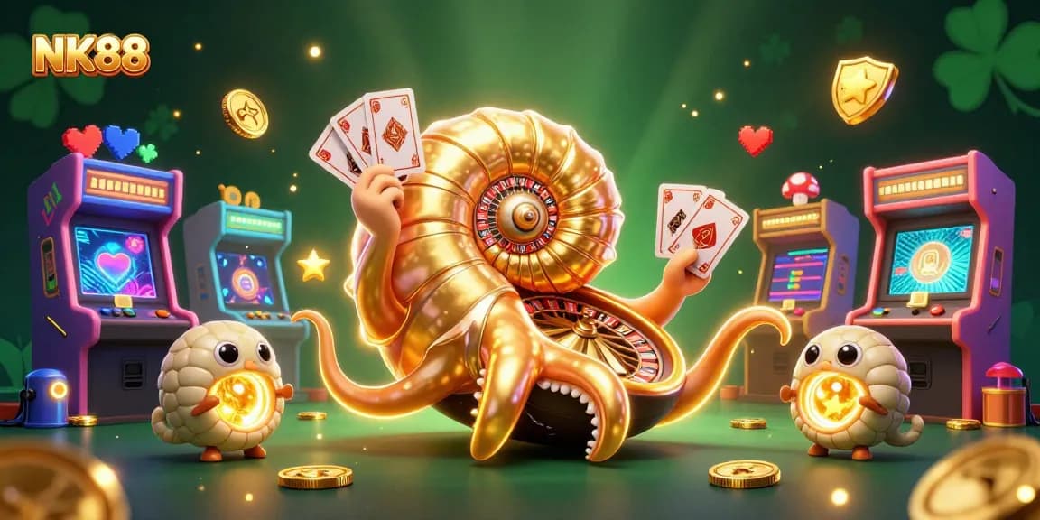 Experience the excitement of NK88 casino games with stunning visual elements and glowing artifacts.