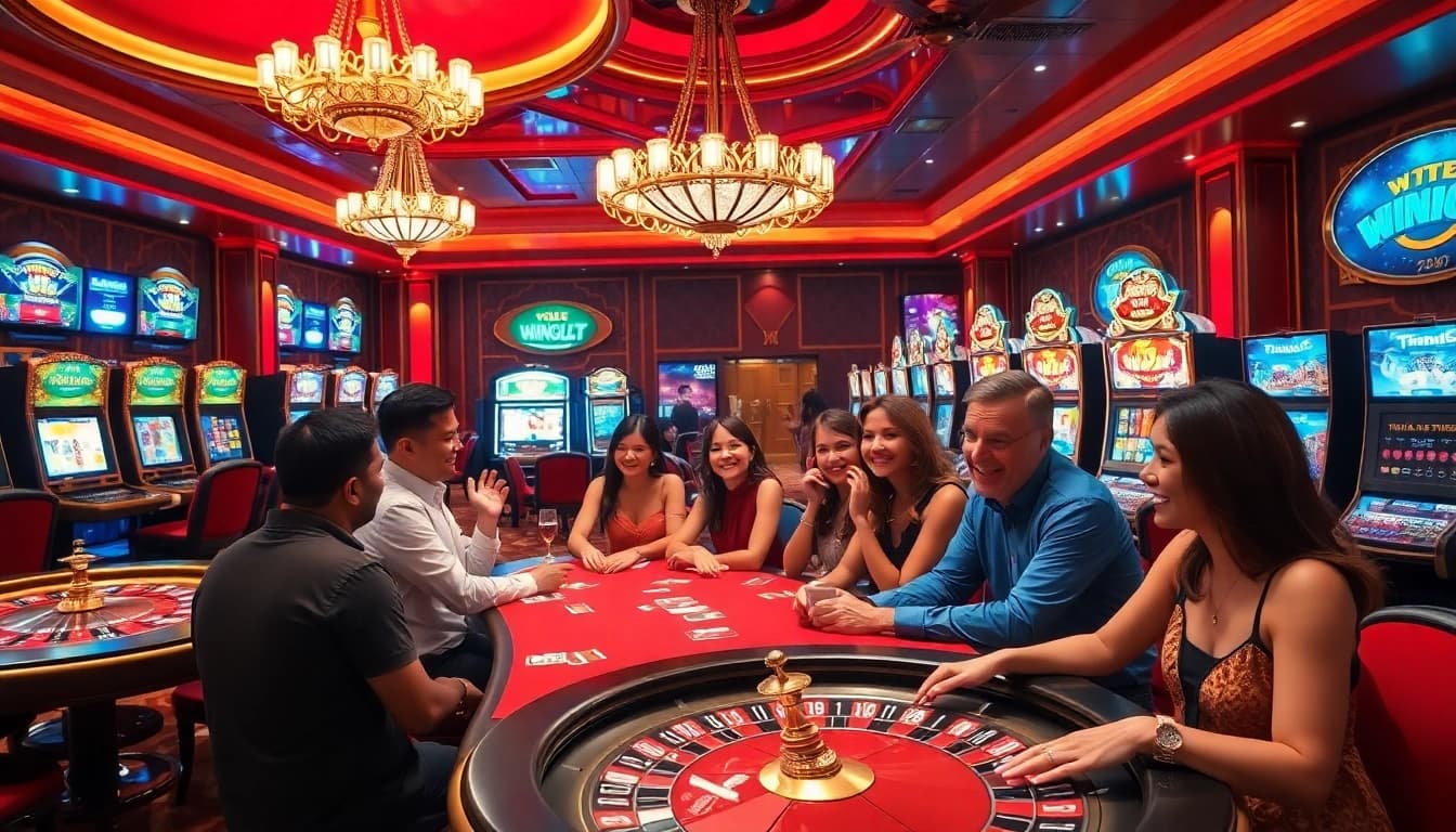Players enjoying the thrills of tg88 in an upscale casino environment with exciting games.
