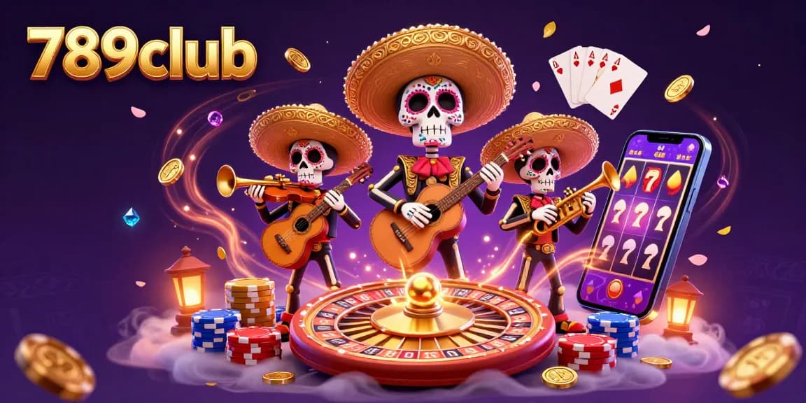 Experience excitement at 789club with a lively mariachi band surrounded by dazzling casino elements.