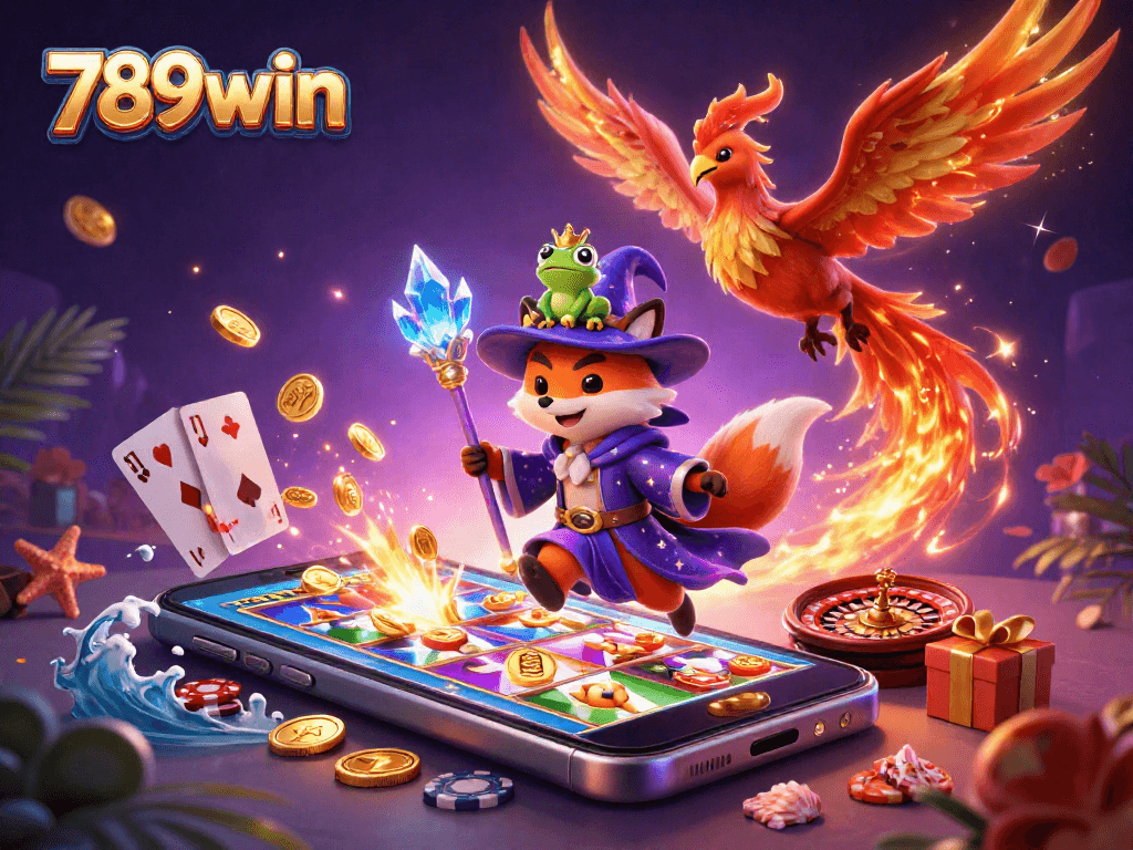 Spin to win on 789win with a vivid 3D casino scene featuring magical elements.