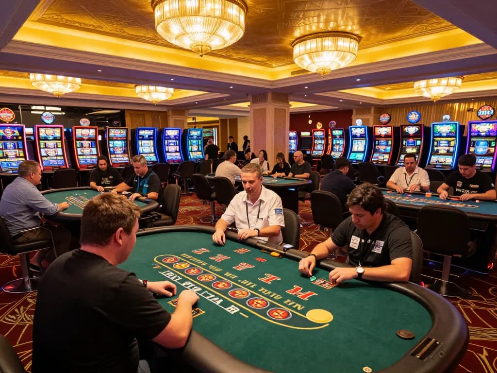 Players enjoying thrilling games at CM88 online casino with vibrant atmosphere