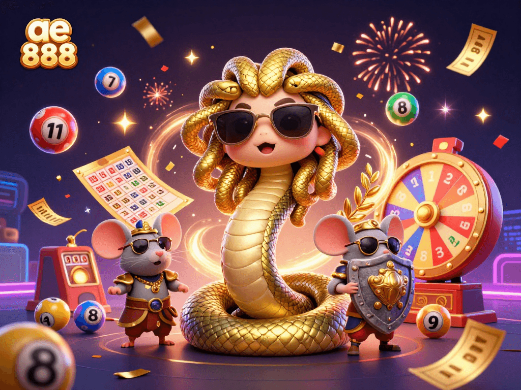 Experience winning moments with ae 888 in this lively gambling scene featuring Medusa and more!