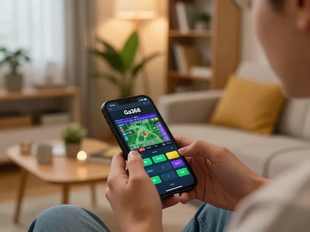 Engaging with Ga368's live betting interface on smartphone in cozy living room setting