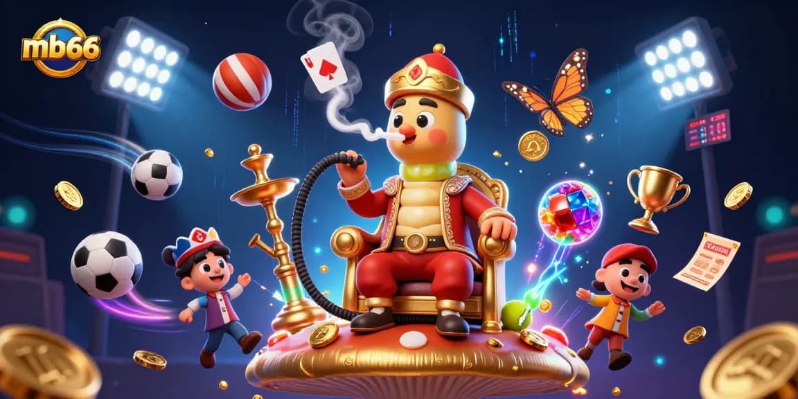 Win big with mb66's vibrant 3D Casino illustration showcasing dynamic sports betting action.