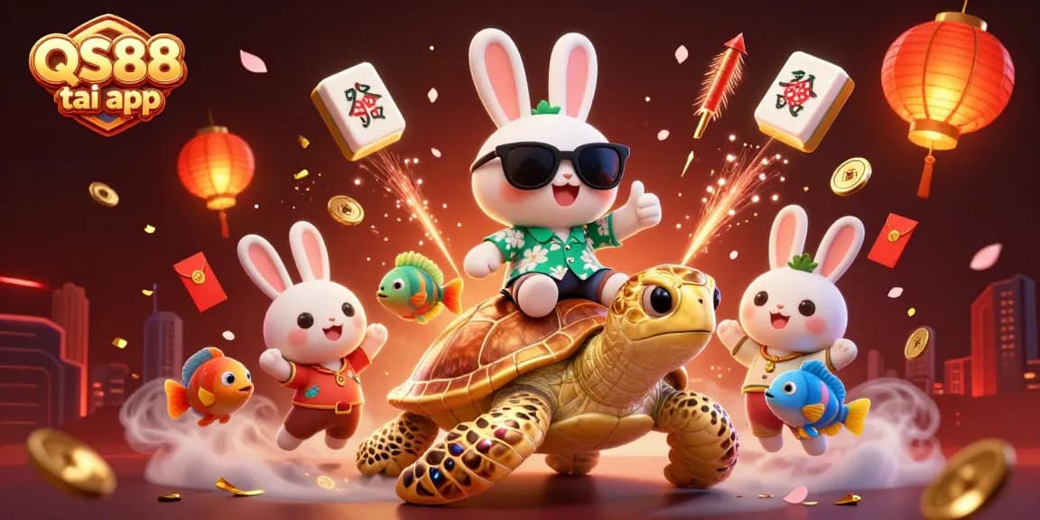 Engage in exciting gameplay with QS88 tai app, featuring a lucky rabbit and colorful elements.