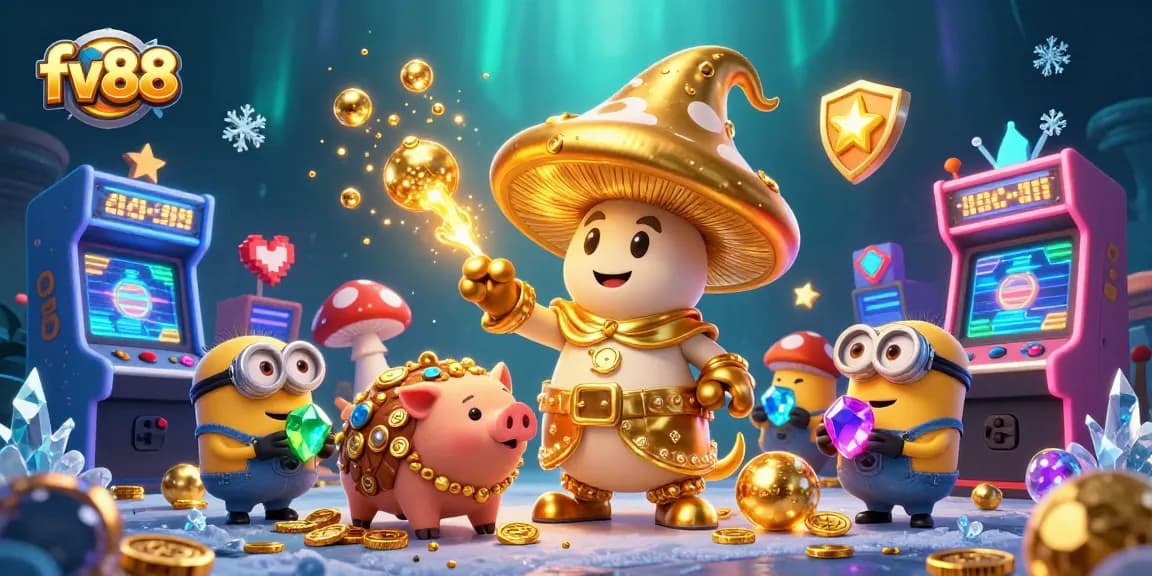Experience thrilling casino magic with fv88's enchanting characters and vibrant gaming elements.