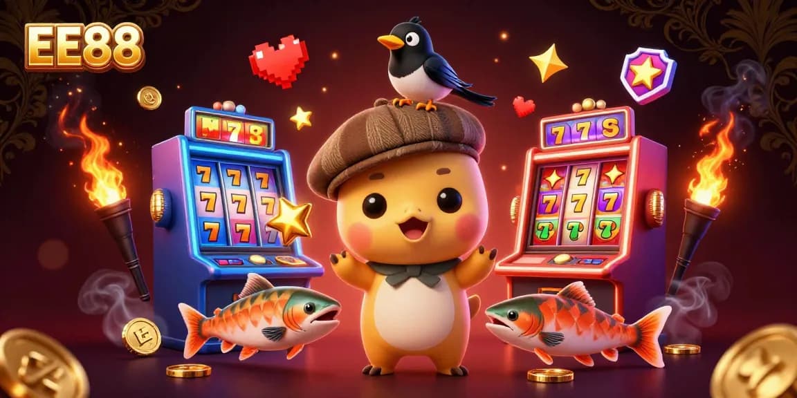 Experience exciting gameplay at EE88 with vibrant slot machines and engaging characters in sensational casino art.