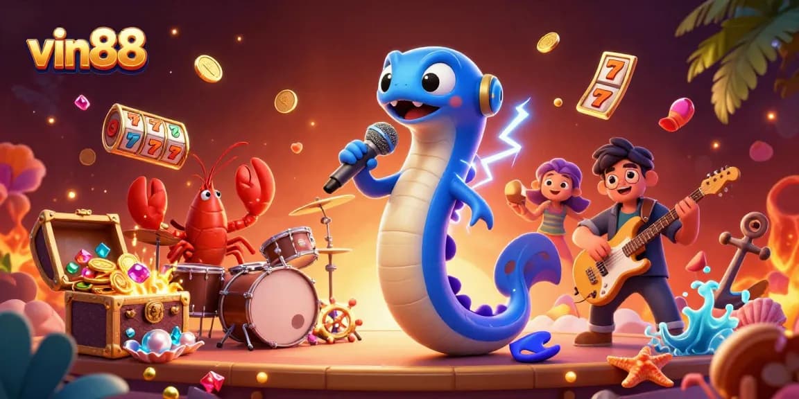 Experience the electrifying underwater casino vibes with vin88's dynamic characters and elements.