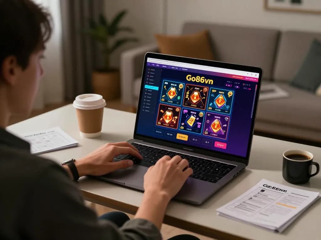 Engaging online gaming experience at Go86vn with a user immersed in casino gameplay.