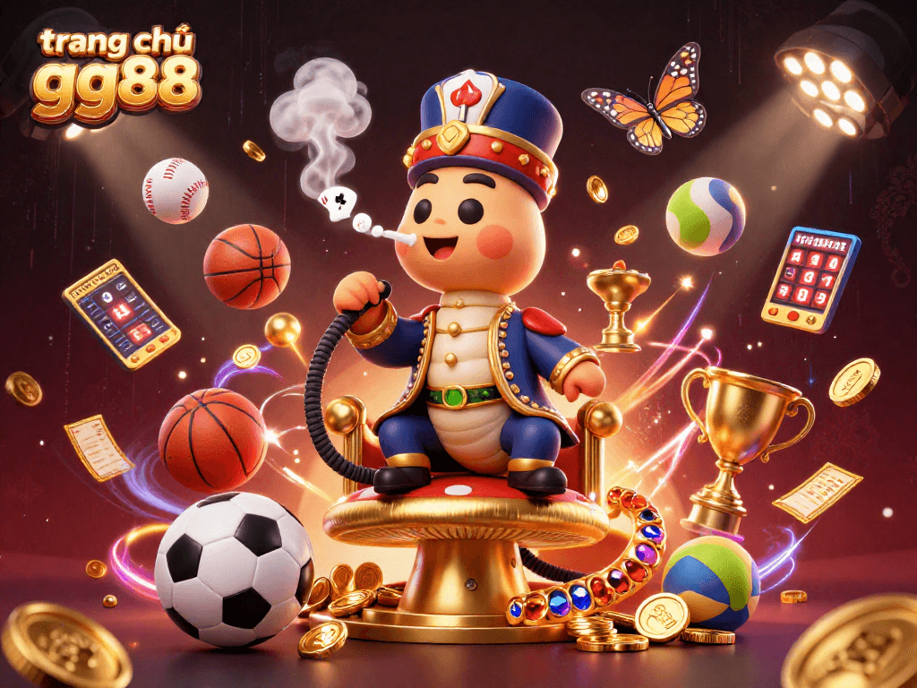 Experience thrills at trang chủ gg88 with a vibrant 3D casino scene filled with sports and gambling elements.