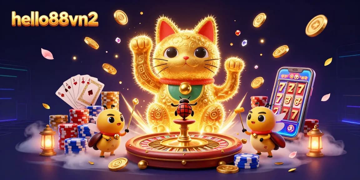 Engage with the vibrant hello88vn2 casino experience featuring a lucky cat and dynamic gaming elements.